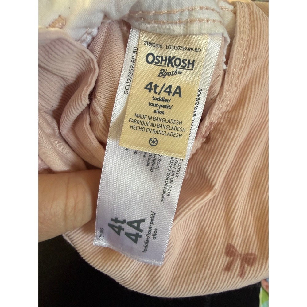 Oshkosh B'gosh pink bow print youth overalls - Picture 2 of 6